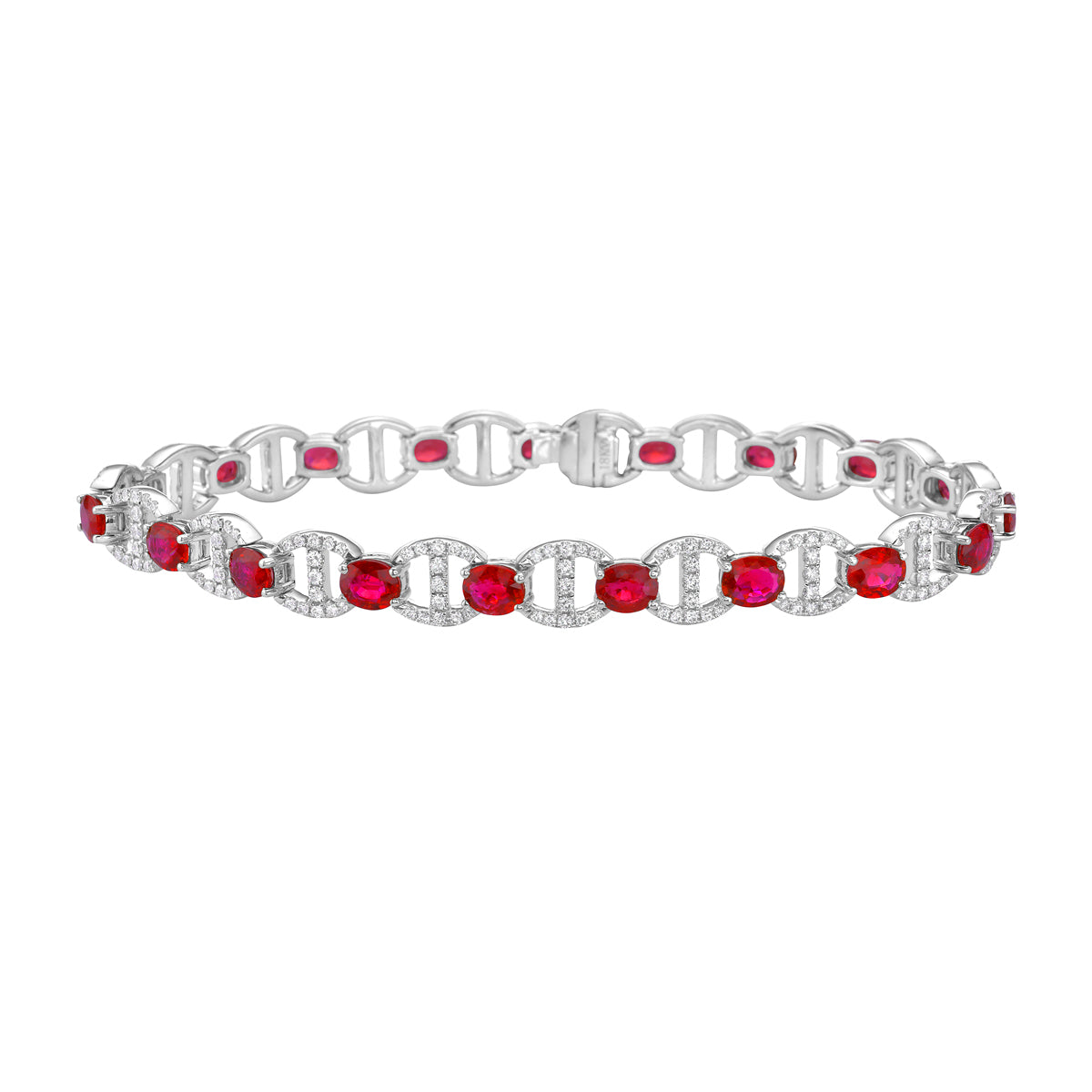 18K White Gold Ruby Diamond Bracelet, 6.64ct