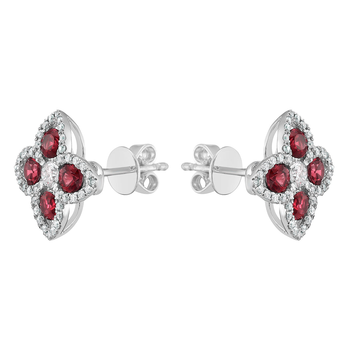 14K White Gold Ruby Earrings, 0.78ct
