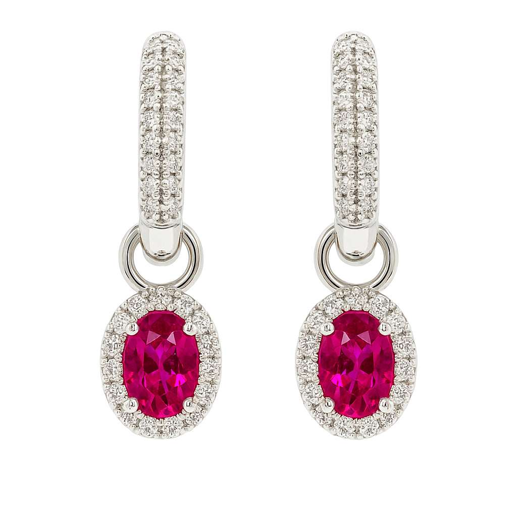 Handmade 18K White Gold Ruby Earrings, 2.11ct
