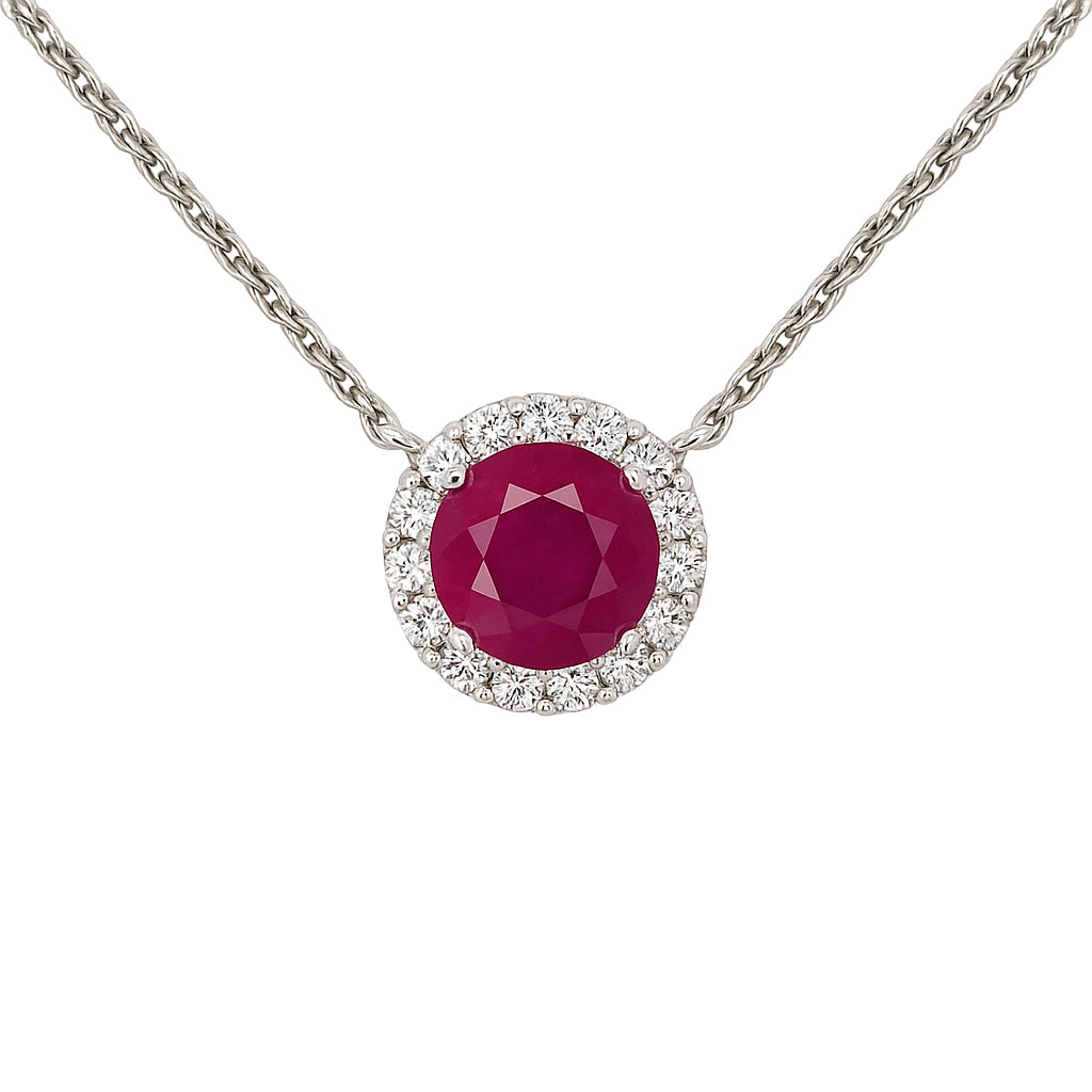 Handmade 18K White Gold Ruby Pendant, 1.64ct