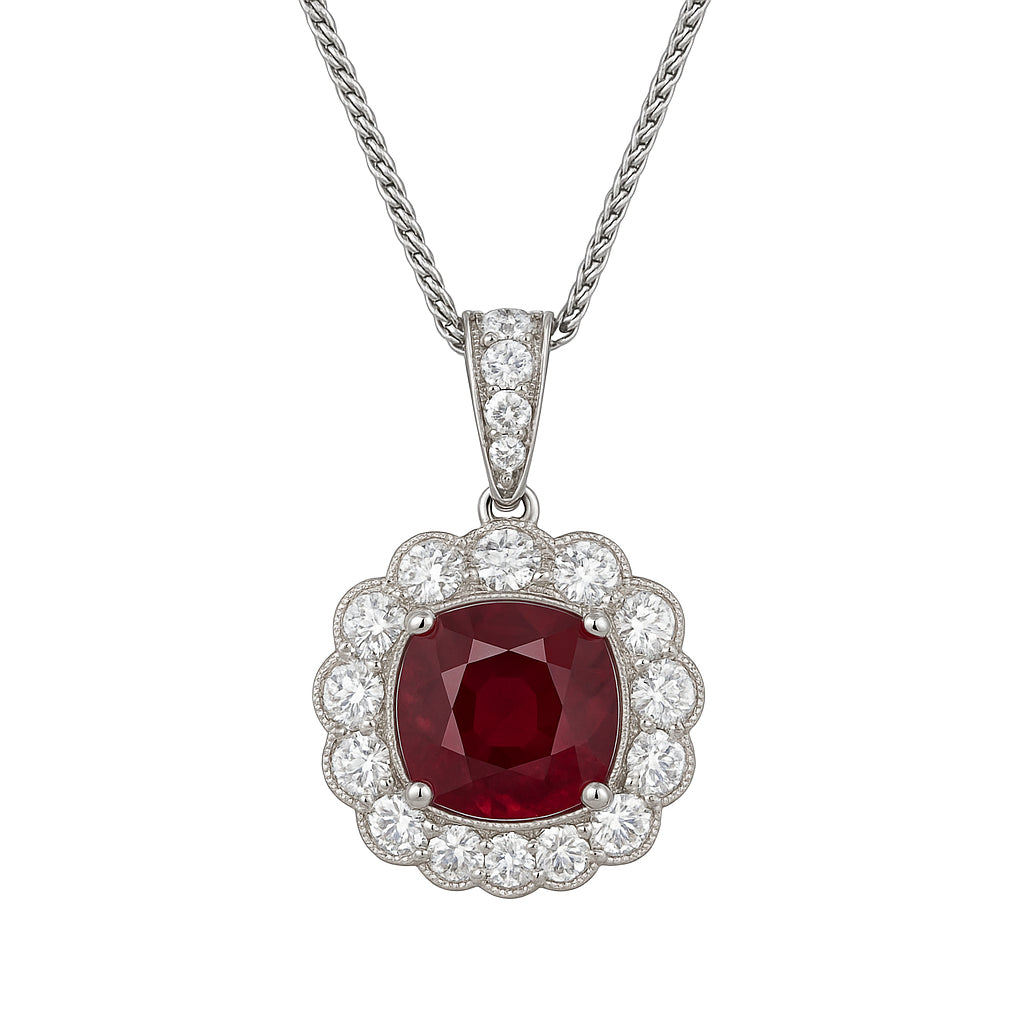 Handmade 18K White Gold Ruby Pendant, 2.73ct