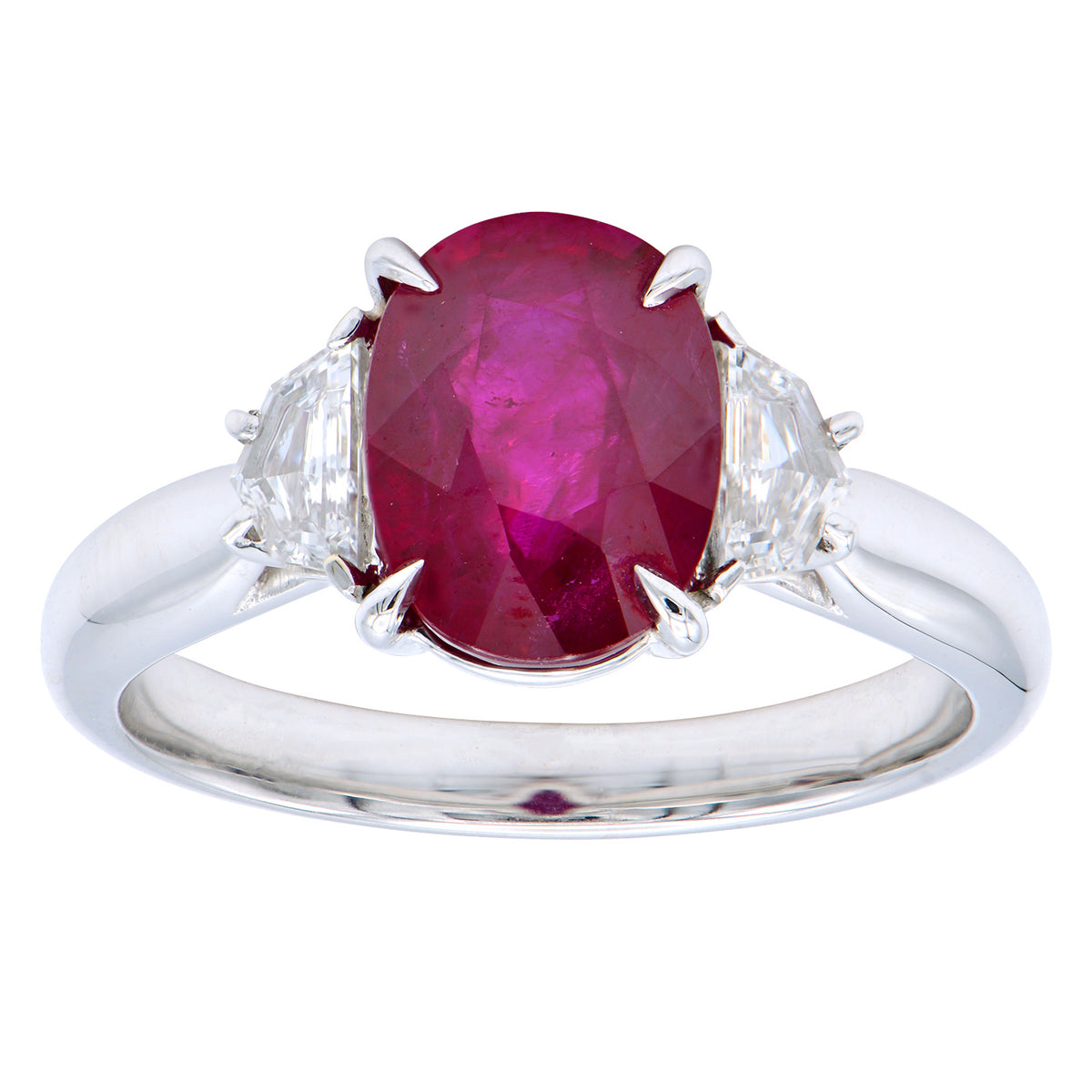 Handmade 18K White Gold Ruby Ring, 2.60ct