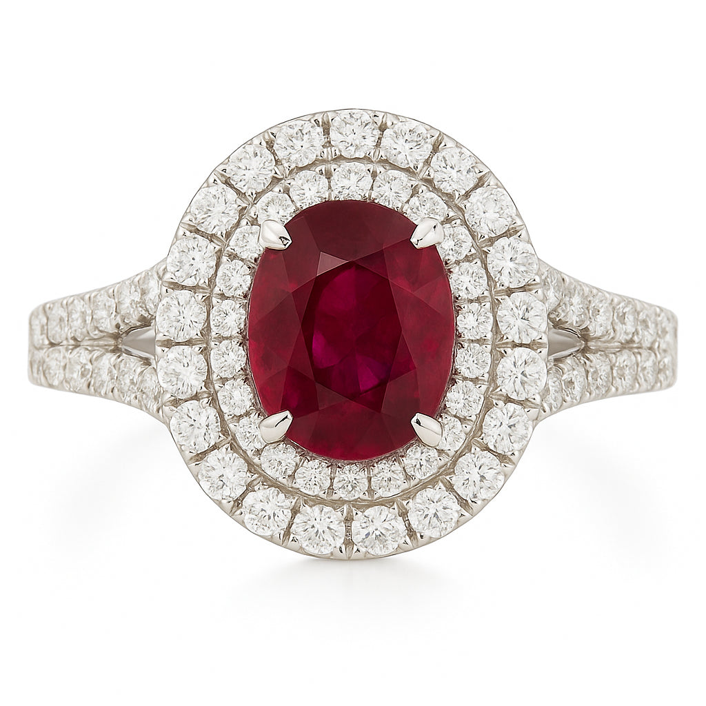 Handmade 18K White Gold Ruby Ring, 2.15ct