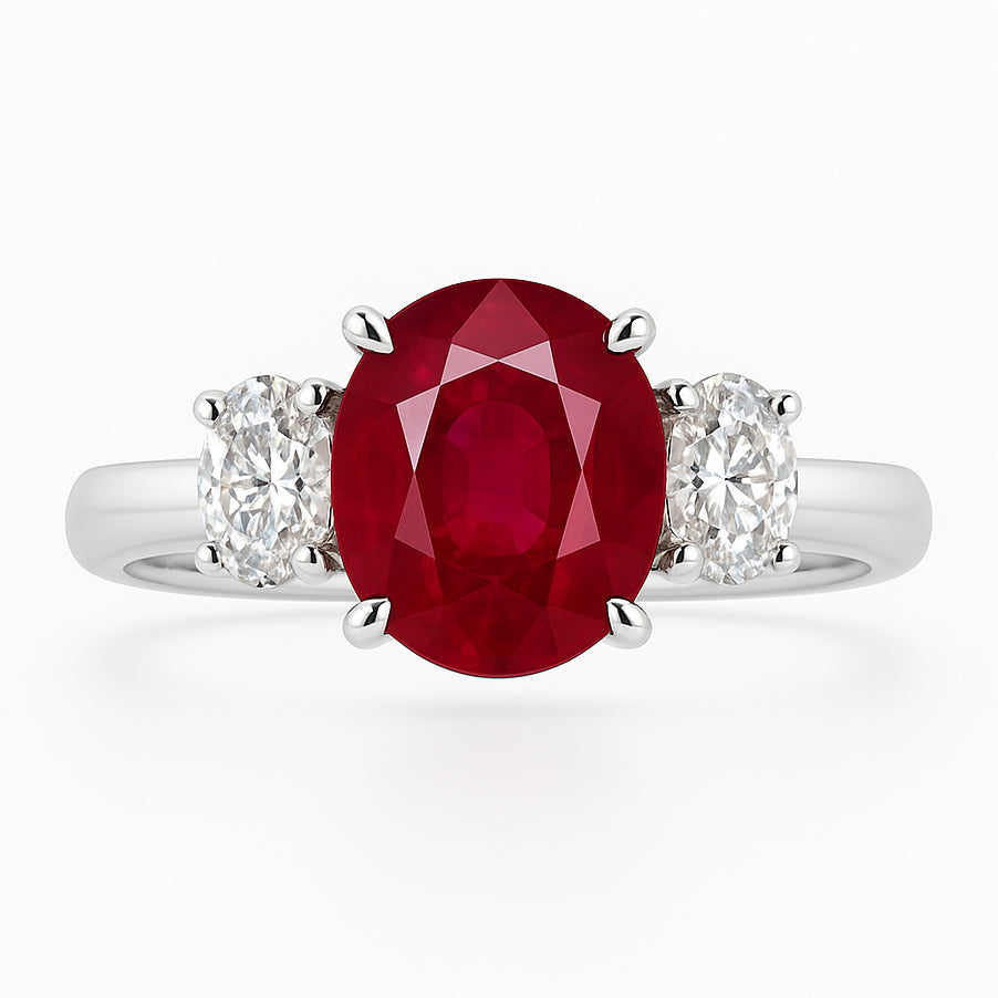 Handmade 18K White Gold Ruby Ring, 2.01ct