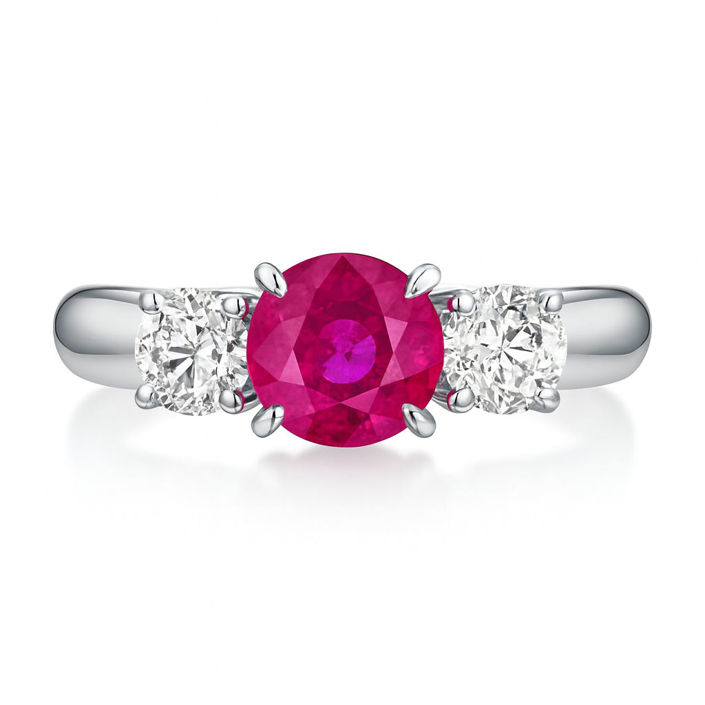 Handmade 18K White Gold Ruby Ring, 0.83ct