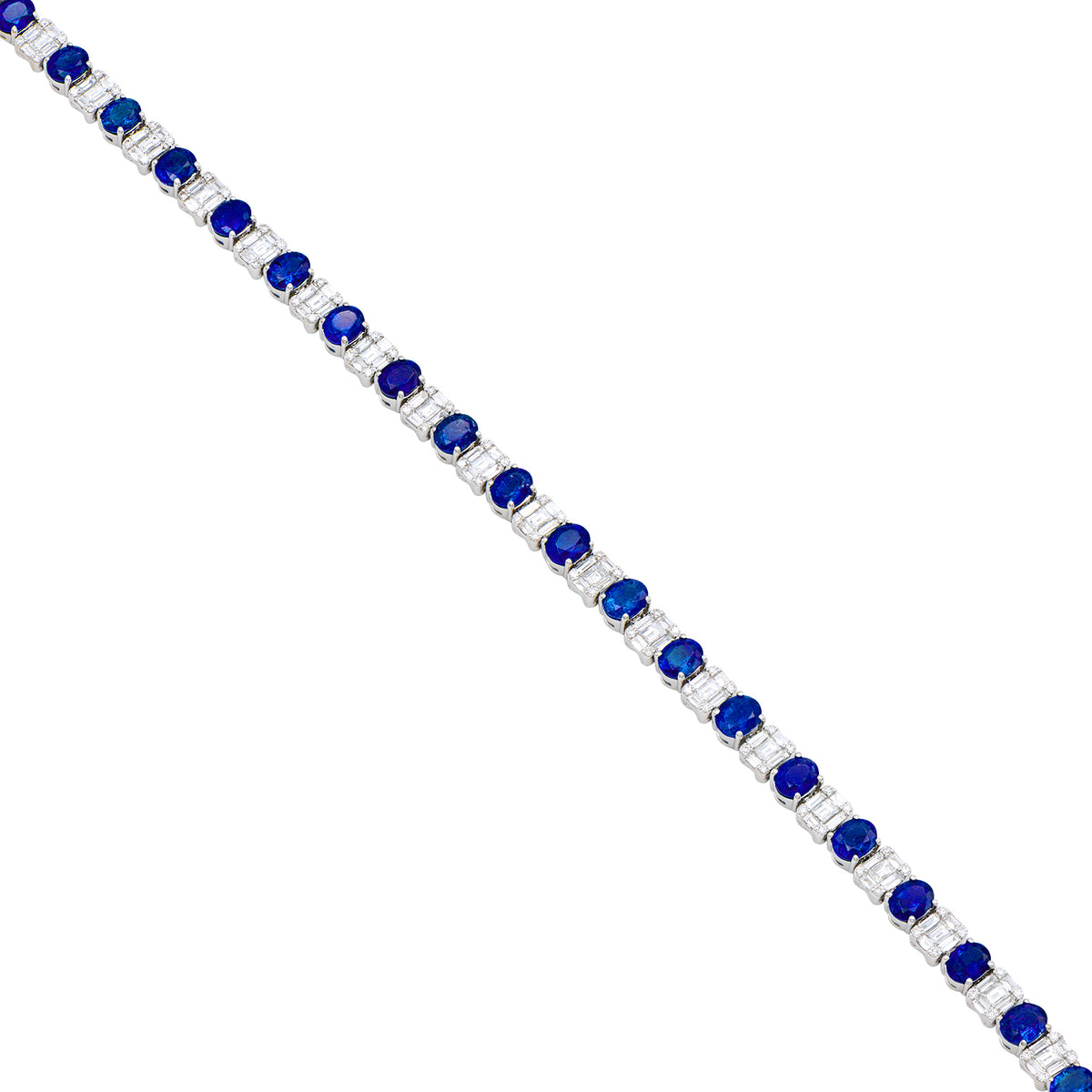 18K White Gold Blue Sapphire Bracelet, 11.12ct
