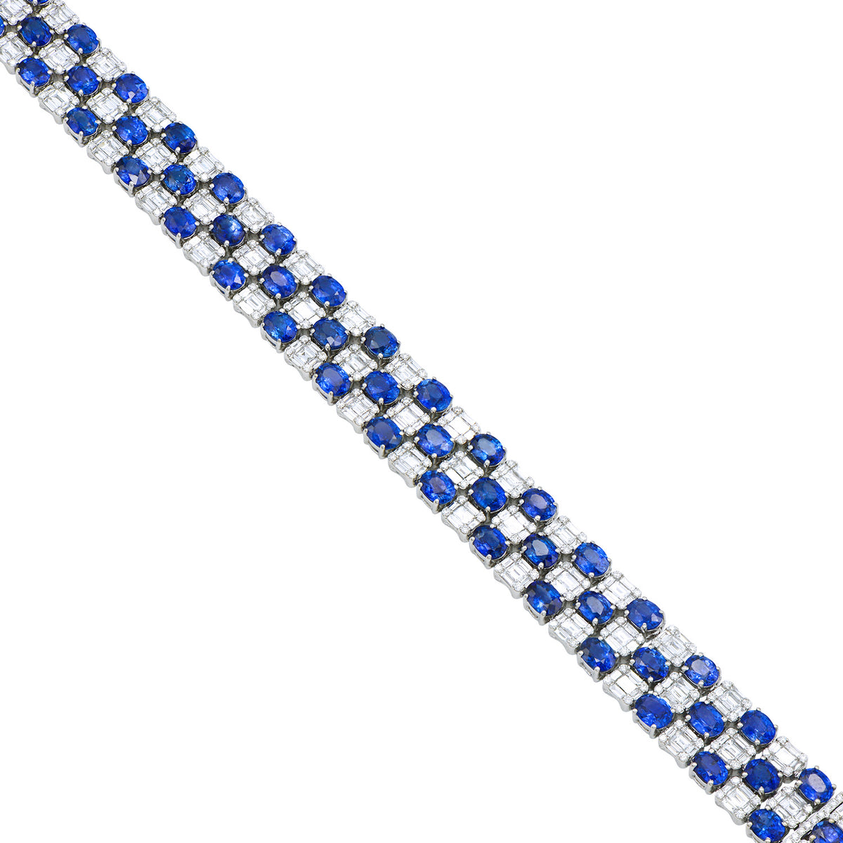 18K Blue Sapphire Diamond Bracelet, 34.72ct