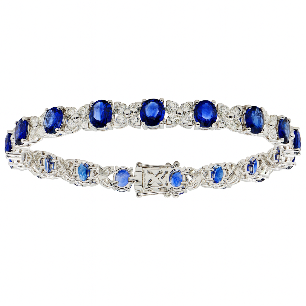 18K White Gold Blue Sapphire Bracelet, 11.66ct