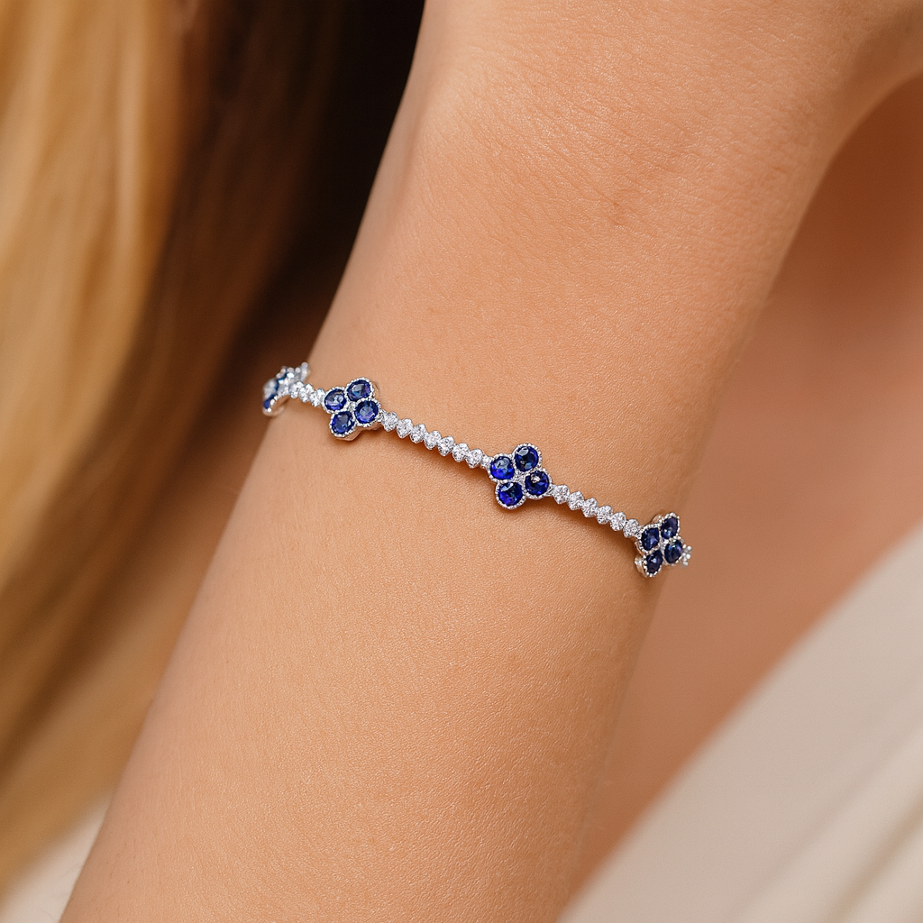 18K White Gold Blue Sapphire Bracelet, 2.7ct