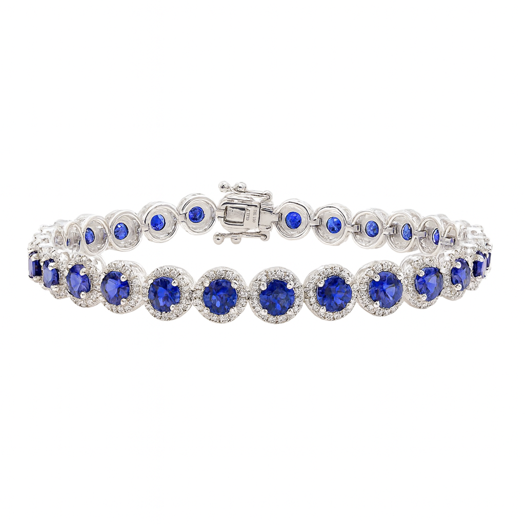 18K White Gold Blue Sapphire Bracelet, 8.71ct
