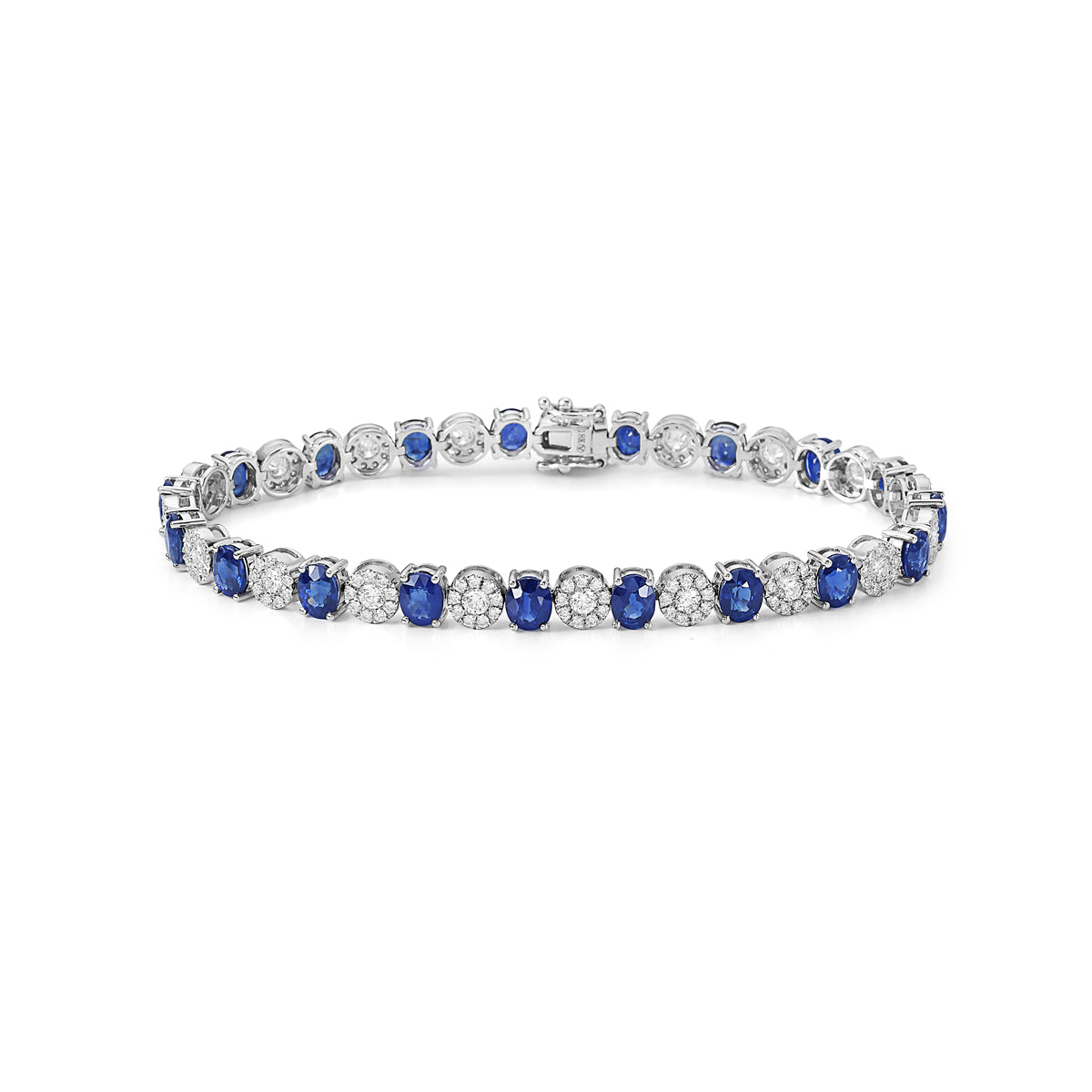 18K White Gold Blue Sapphire Bracelet, 8.64ct