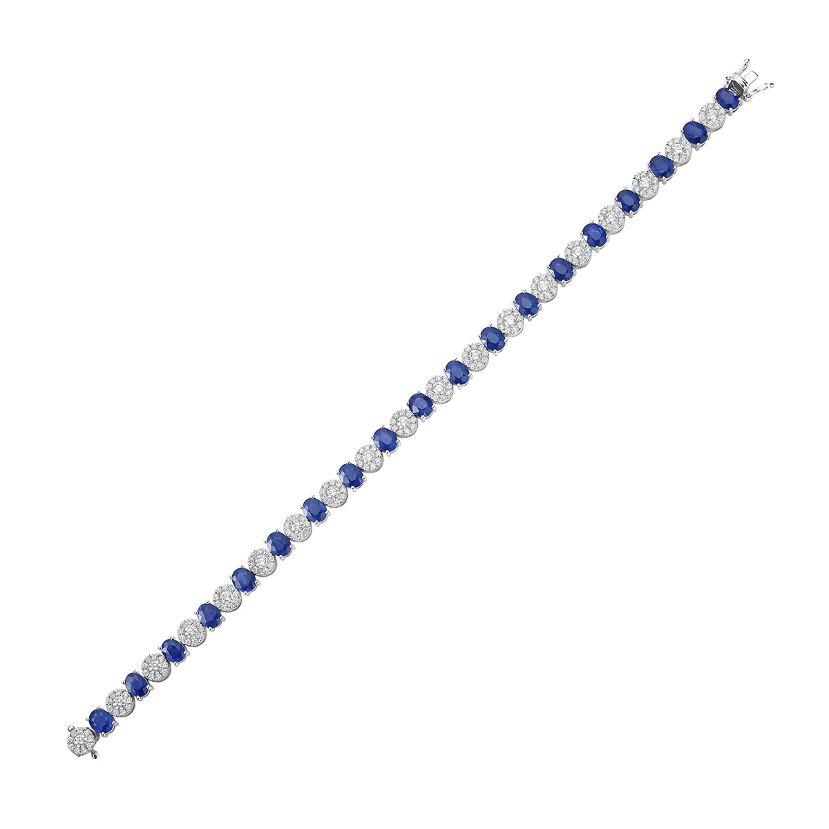 18K White Gold Blue Sapphire Bracelet, 8.64ct