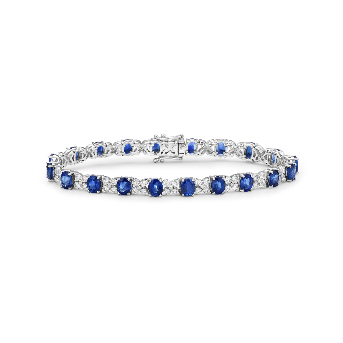 18K White Gold Blue Sapphire Bracelet, 9.15ct