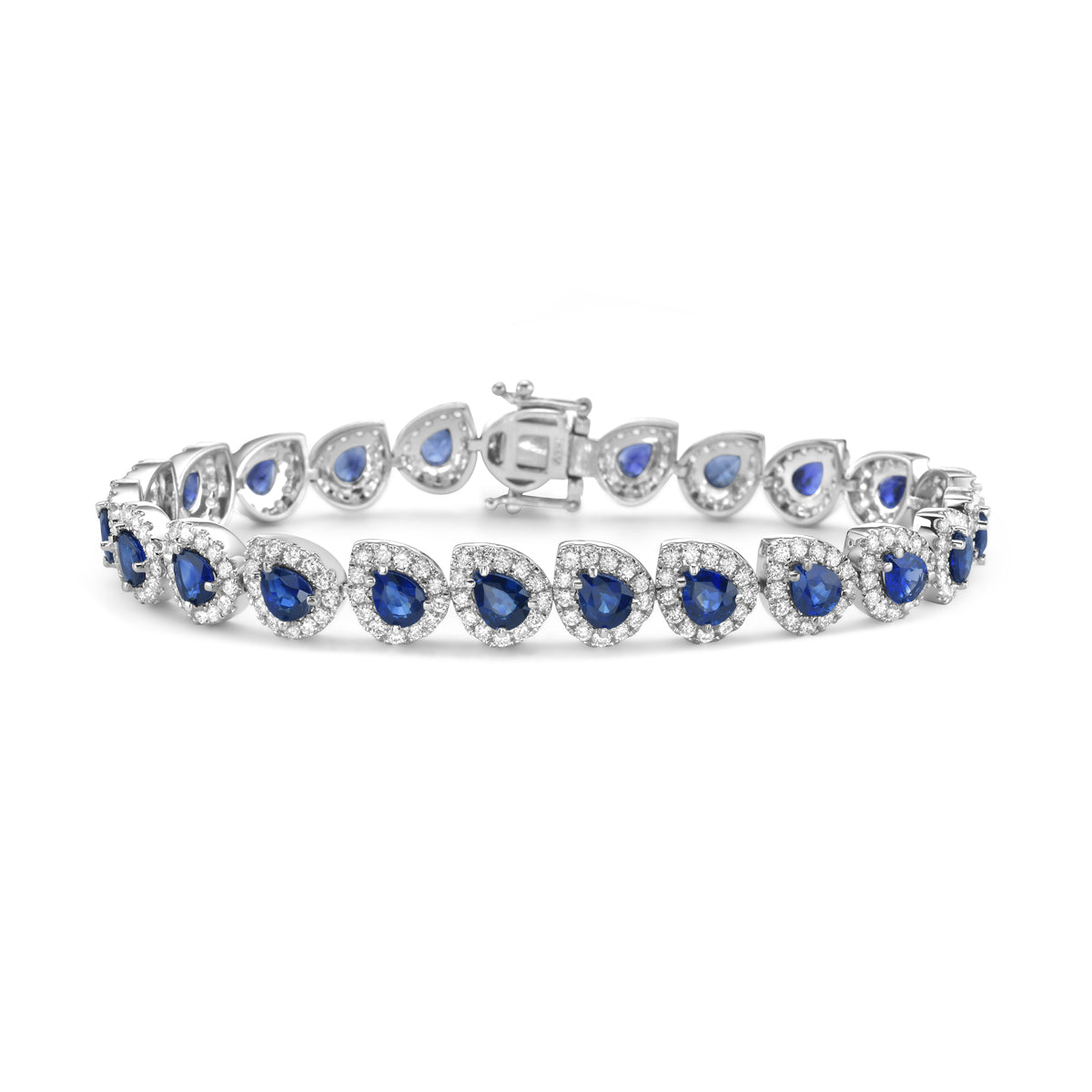 18K White Gold Blue Sapphire Diamond Bracelet, 8.98ct