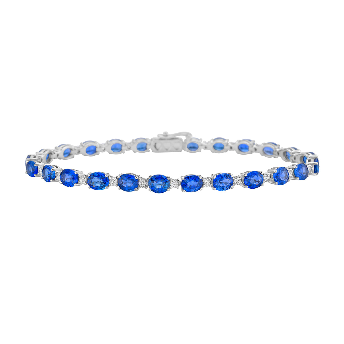 18K White Gold Blue Sapphire Diamond Bracelet, 10.96ct