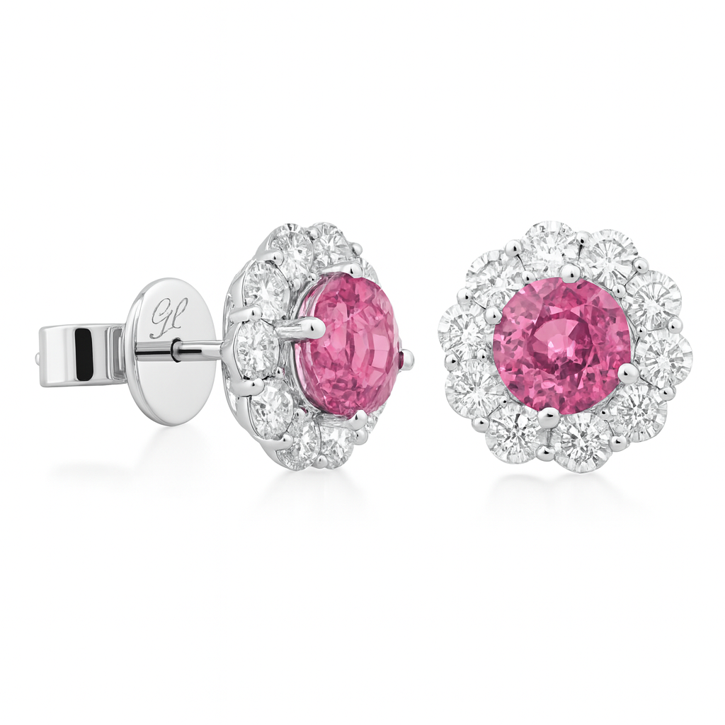 18K White Gold Pink Sapphire Earrings, 1.19ct