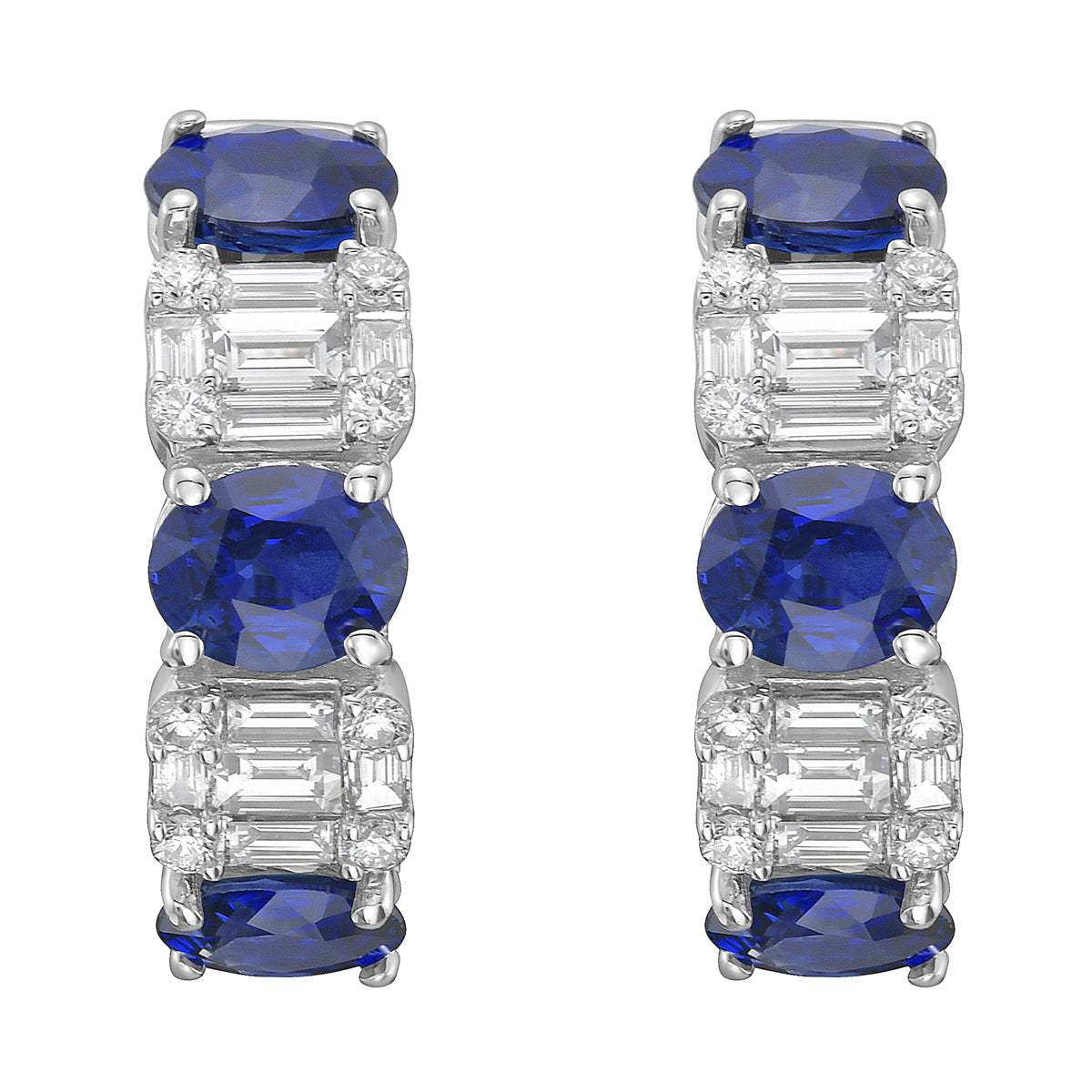 18K White Gold Blue Sapphire Earrings, 2.78ct