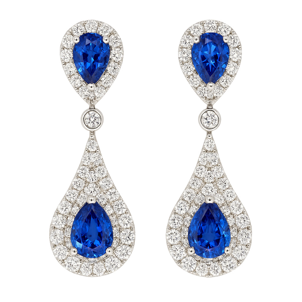 18K White Gold Blue Sapphire Earrings, 1.35ct