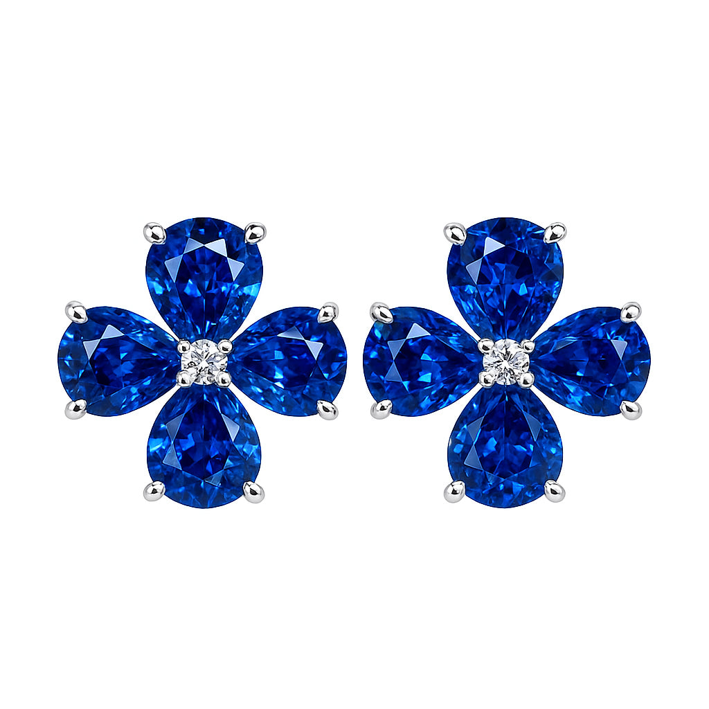 18K White Gold Blue Sapphire Earrings, 1.45ct