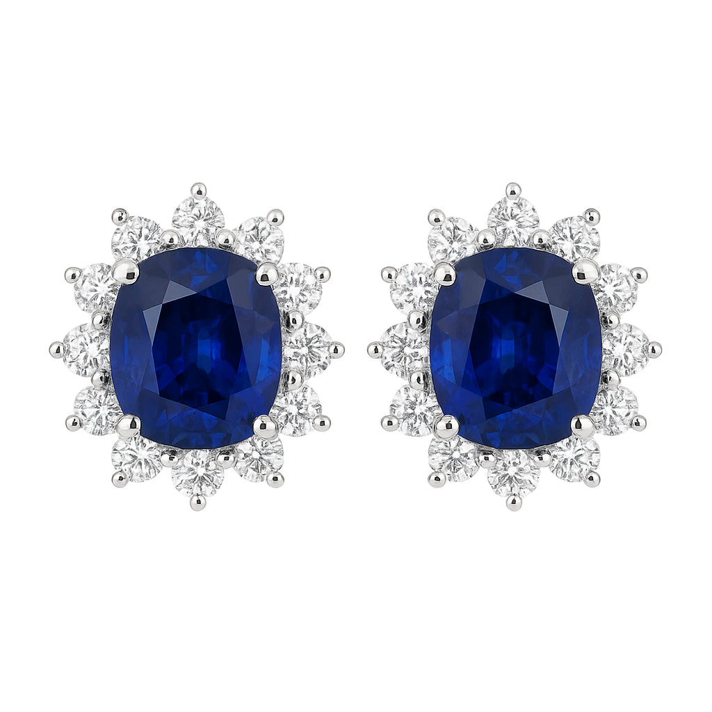Handmade 18K White Gold Blue Sapphire Earrings, 2.26ct