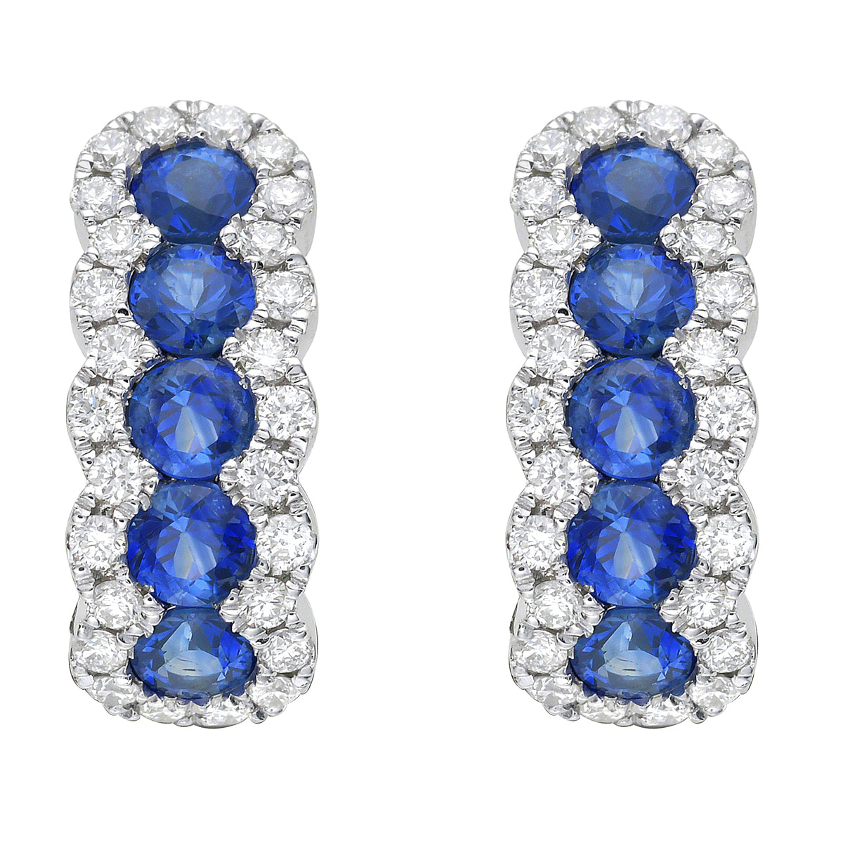 14K White Gold Blue Sapphire Earrings, 1.12ct