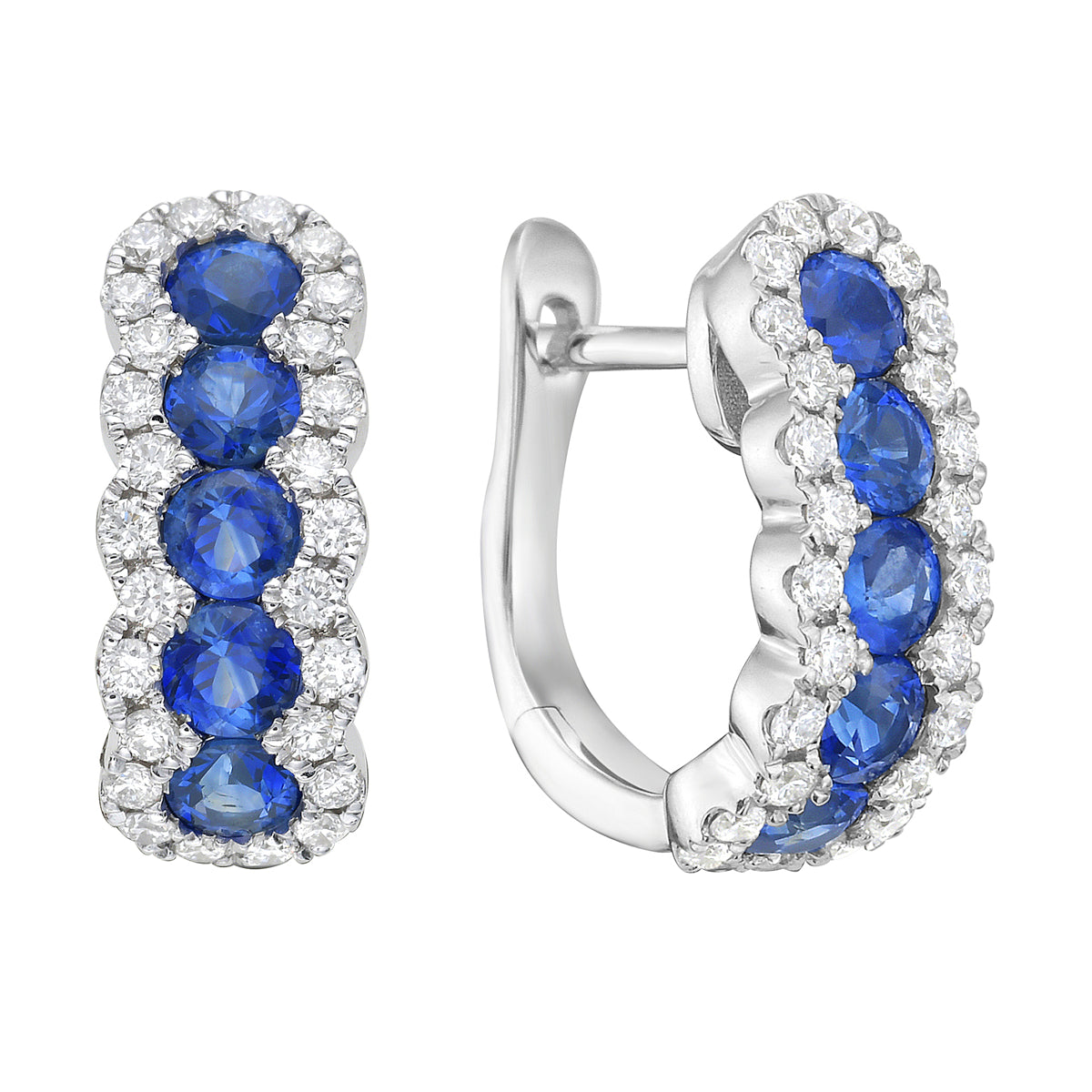 14K White Gold Blue Sapphire Earrings, 1.12ct