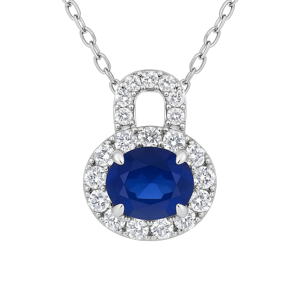 Handmade 18K White Gold Blue Sapphire Pendant, 1.16ct