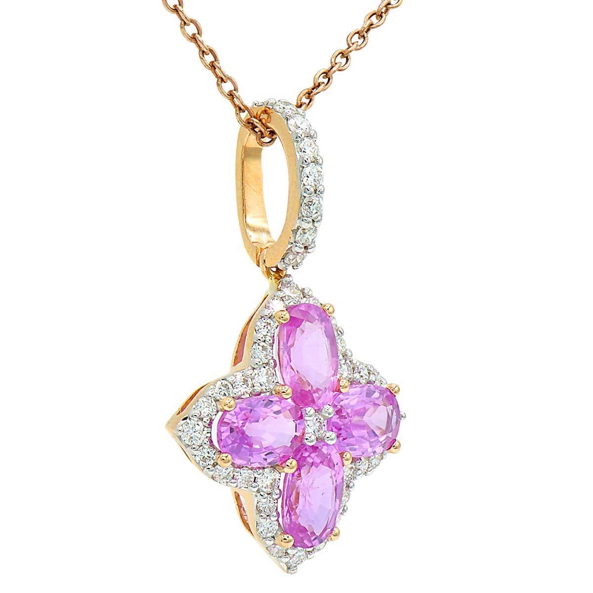 14K Rose Gold Pink Sapphire Pendant, 2.3ct