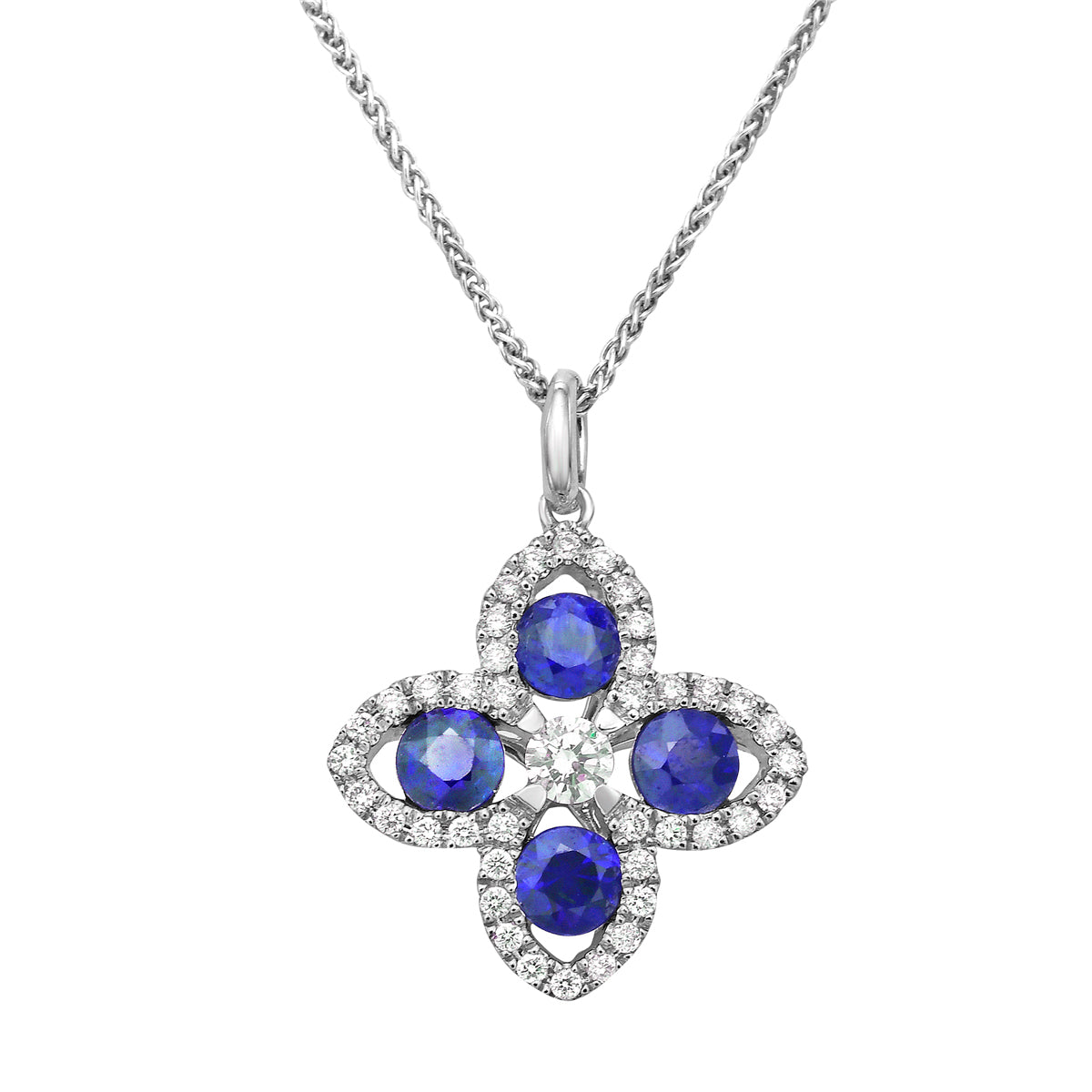 14K White Gold Blue Sapphire Pendant, 0.83ct