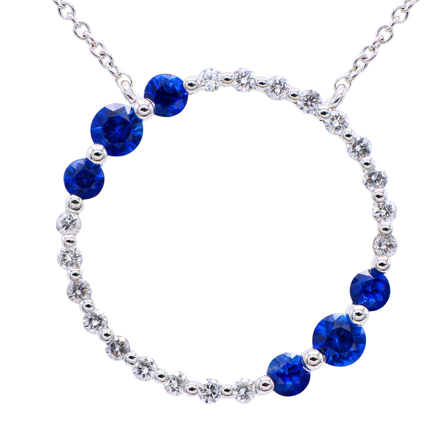Sapphire and Diamond Circle Necklace