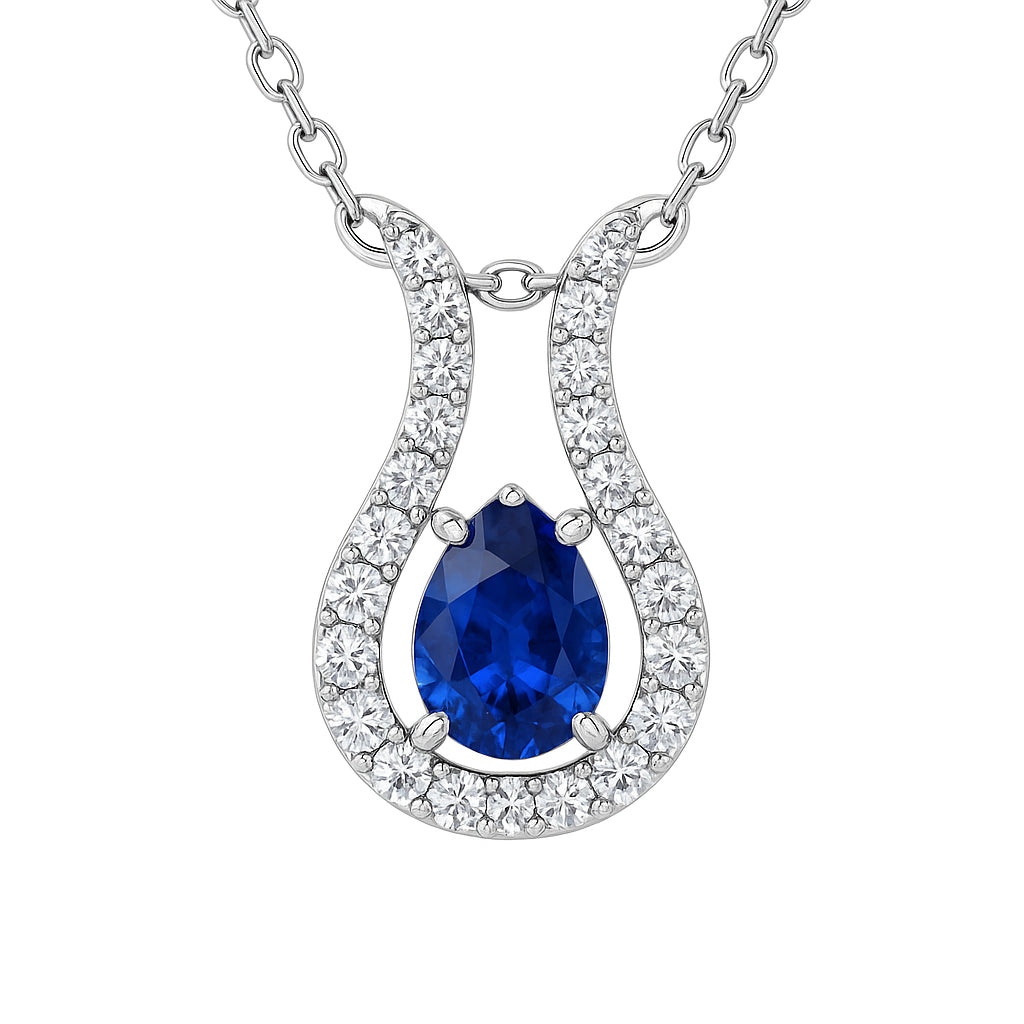 Handmade 18K White Gold Blue Sapphire Pendant, 0.91ct