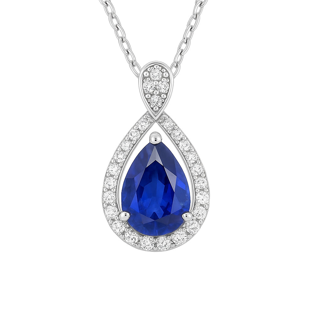 Handmade 18K White Gold Blue Sapphire Pendant, 1.76ct