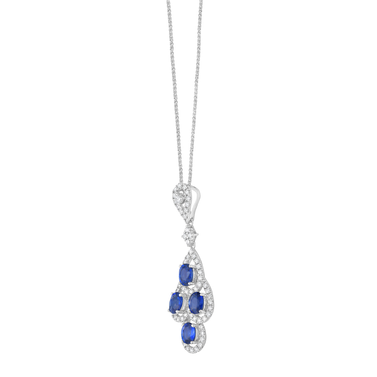 18K White Gold Blue Sapphire Pendant