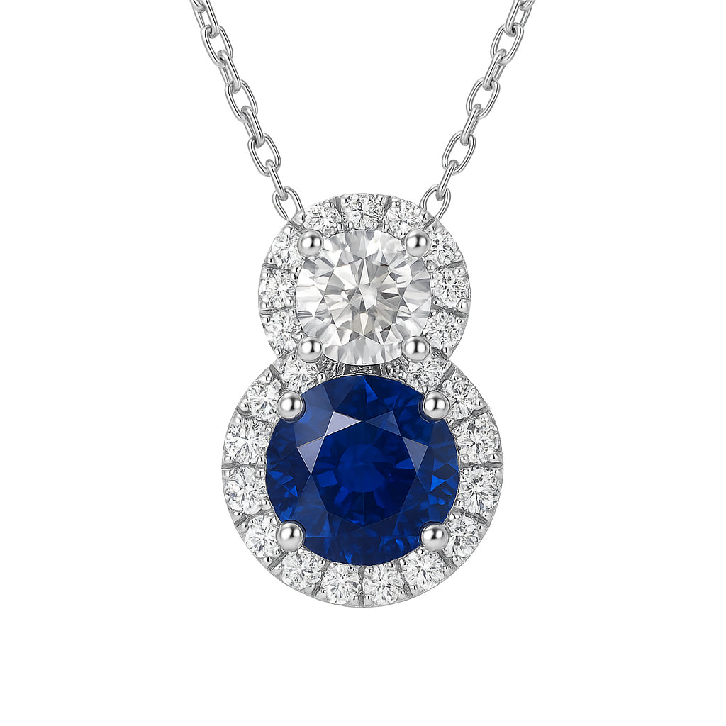 Handmade 18K White Gold Blue Sapphire Pendant, 0.85ct
