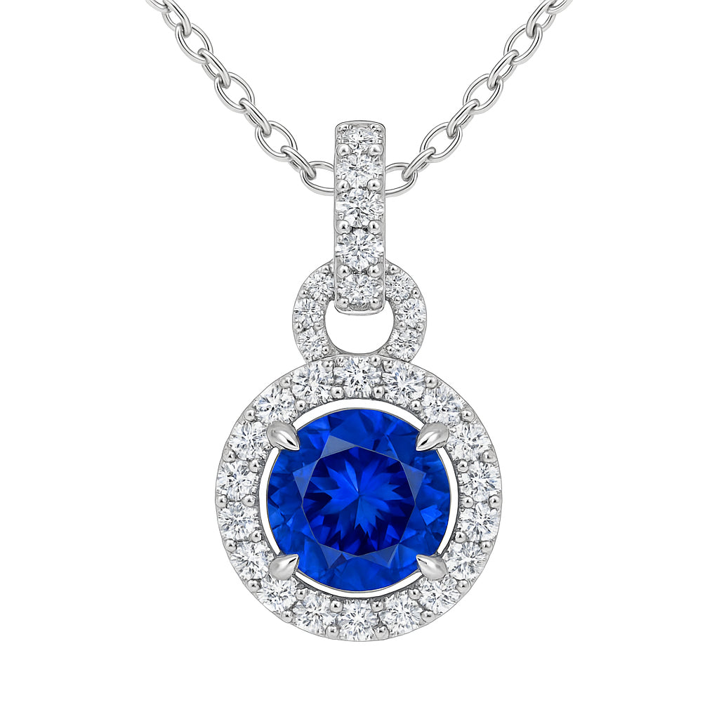 Handmade 18K White Gold Blue Sapphire Pendant, 2.53ct