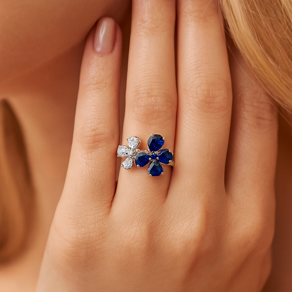 18K White Gold Blue Sapphire Ring, 0.99ct