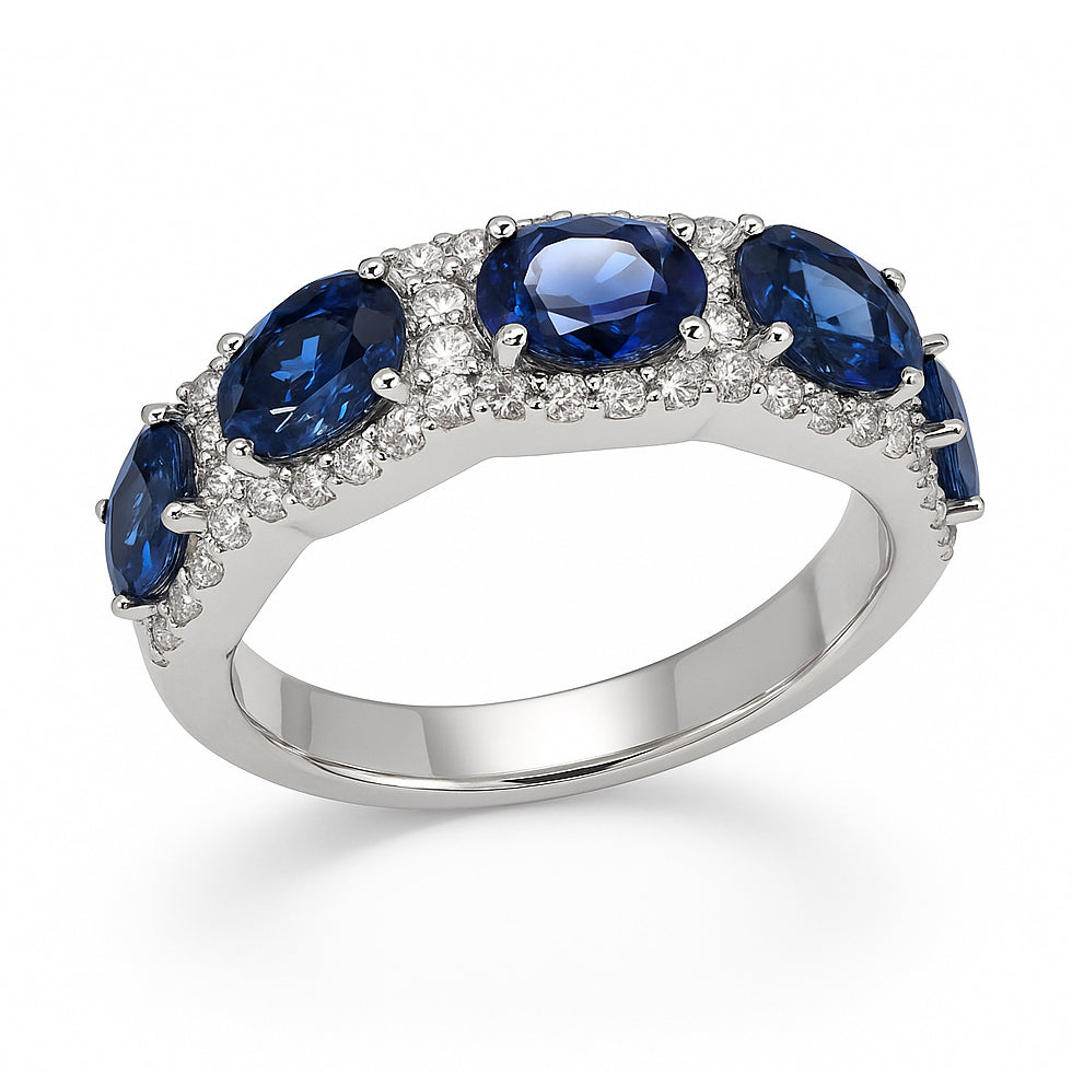 14K White Gold Blue Sapphire Ring, 2.17ct