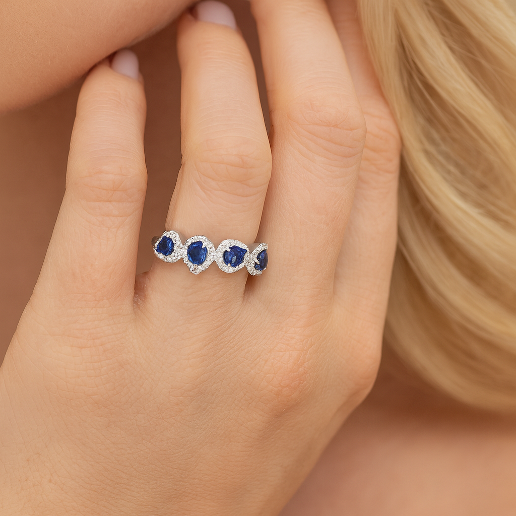 18K White Gold Blue Sapphire Ring, 1.48ct