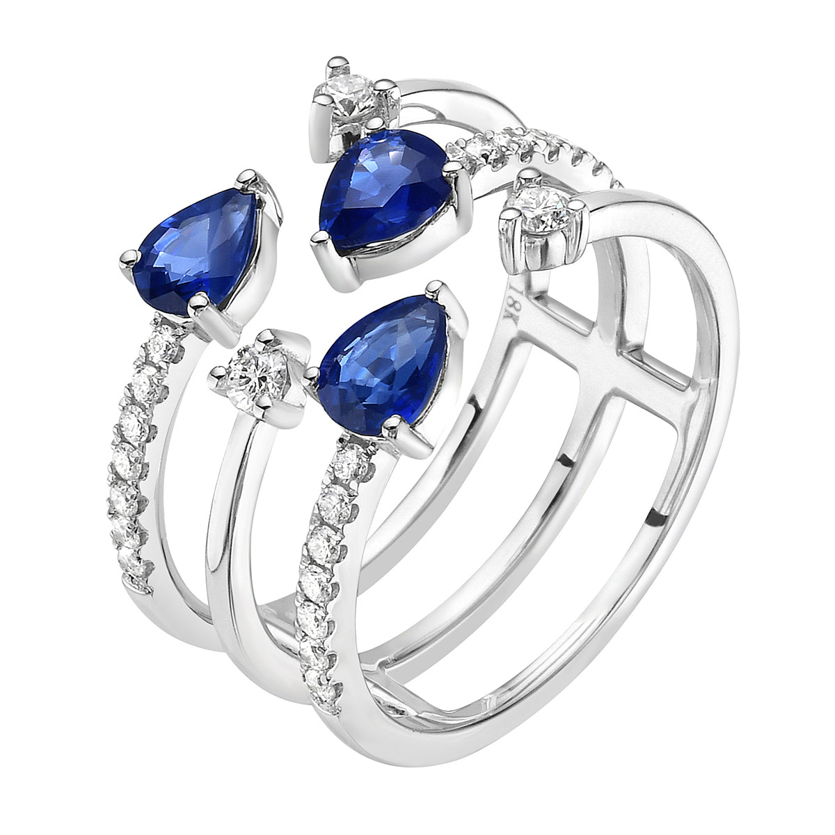 18K White Gold Blue Sapphire Fashion Ring