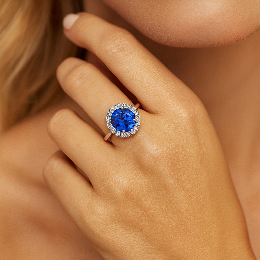 Handmade 18K White Gold Blue Sapphire Ring, 1.97ct