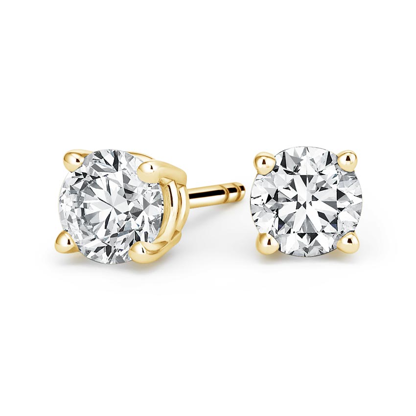 14K Yellow Gold Diamond Stud Earrings, 0.25ct