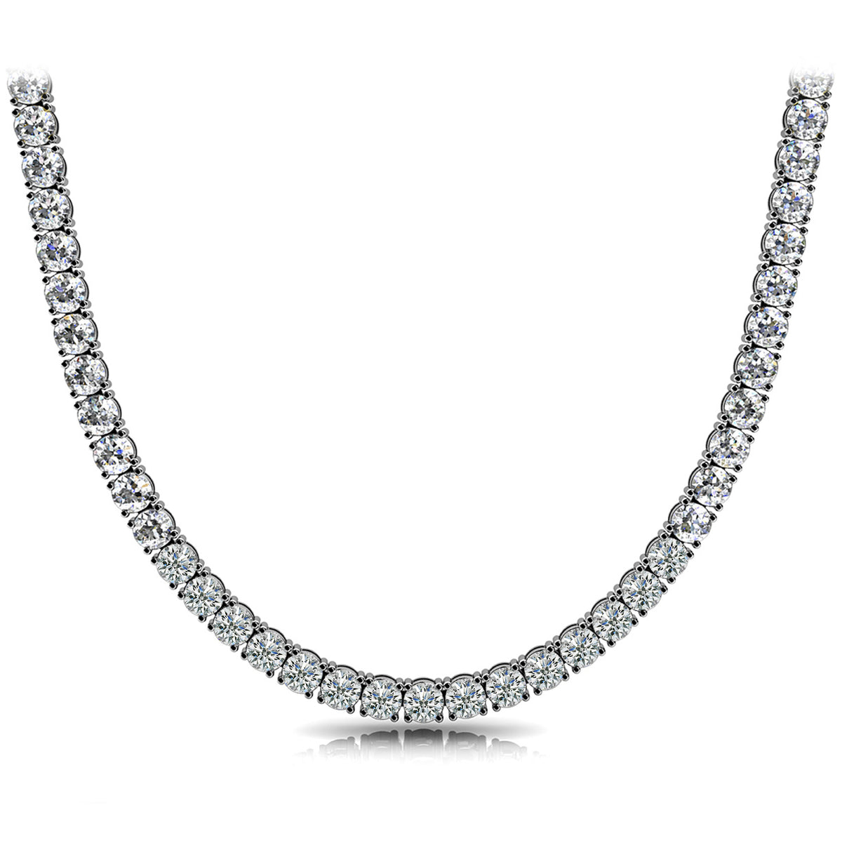 18K White Gold Diamond Tennis Necklace, 10ct