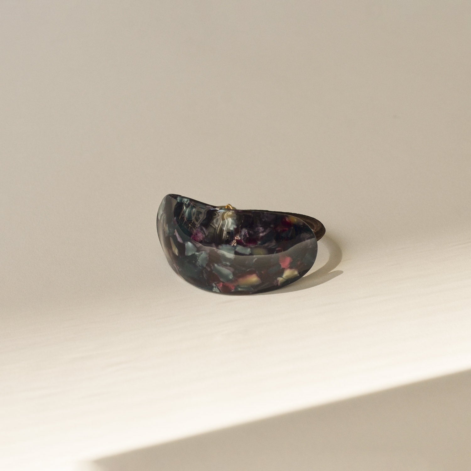 Curved Oval Resin Ponytail Hair Tie | Midnight Blue