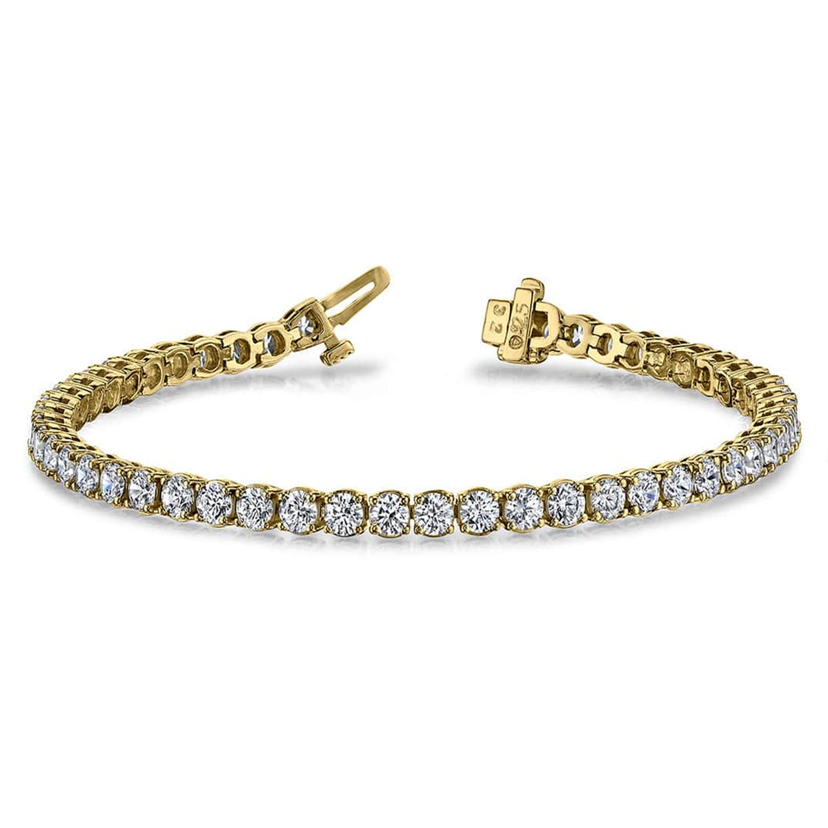 14K Yellow Gold Diamond Tennis Bracelet, 3ct