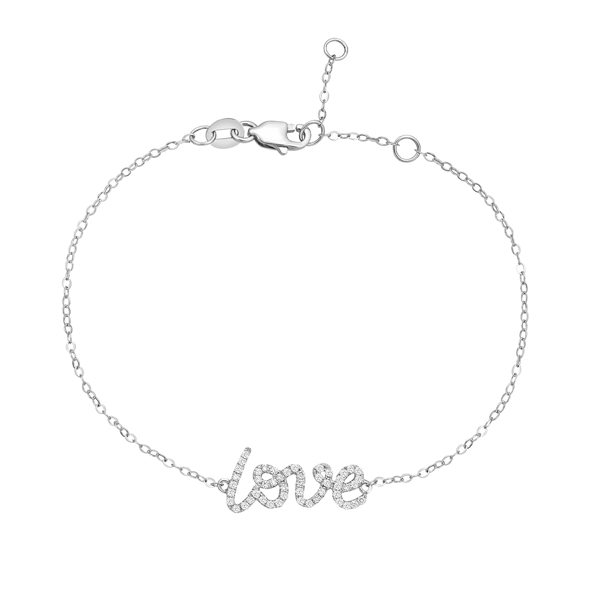 14K White Gold Diamond "Love" Bracelet
