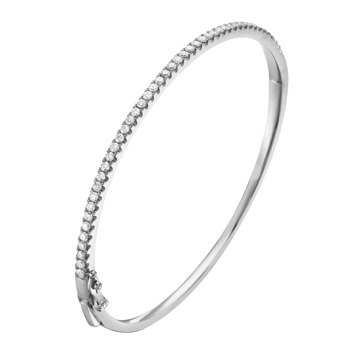 18K White Gold Diamond Bangle, 0.85ct