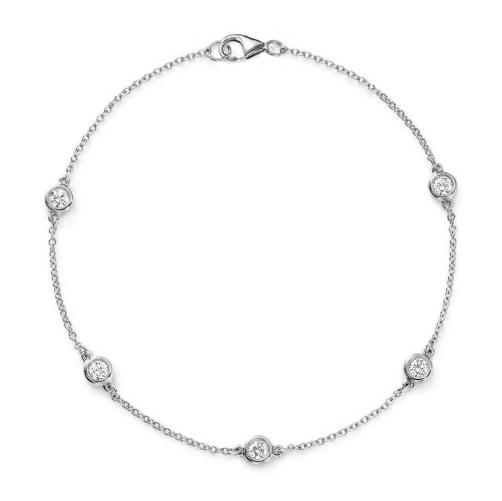 14K White Gold Diamonds Station Bracelet - Small, 0.35ct