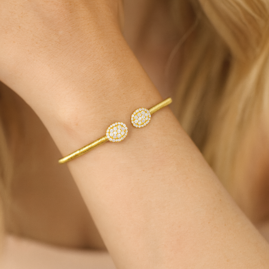 14K Yellow Gold Diamond Bangle Bracelet, 0.6ct