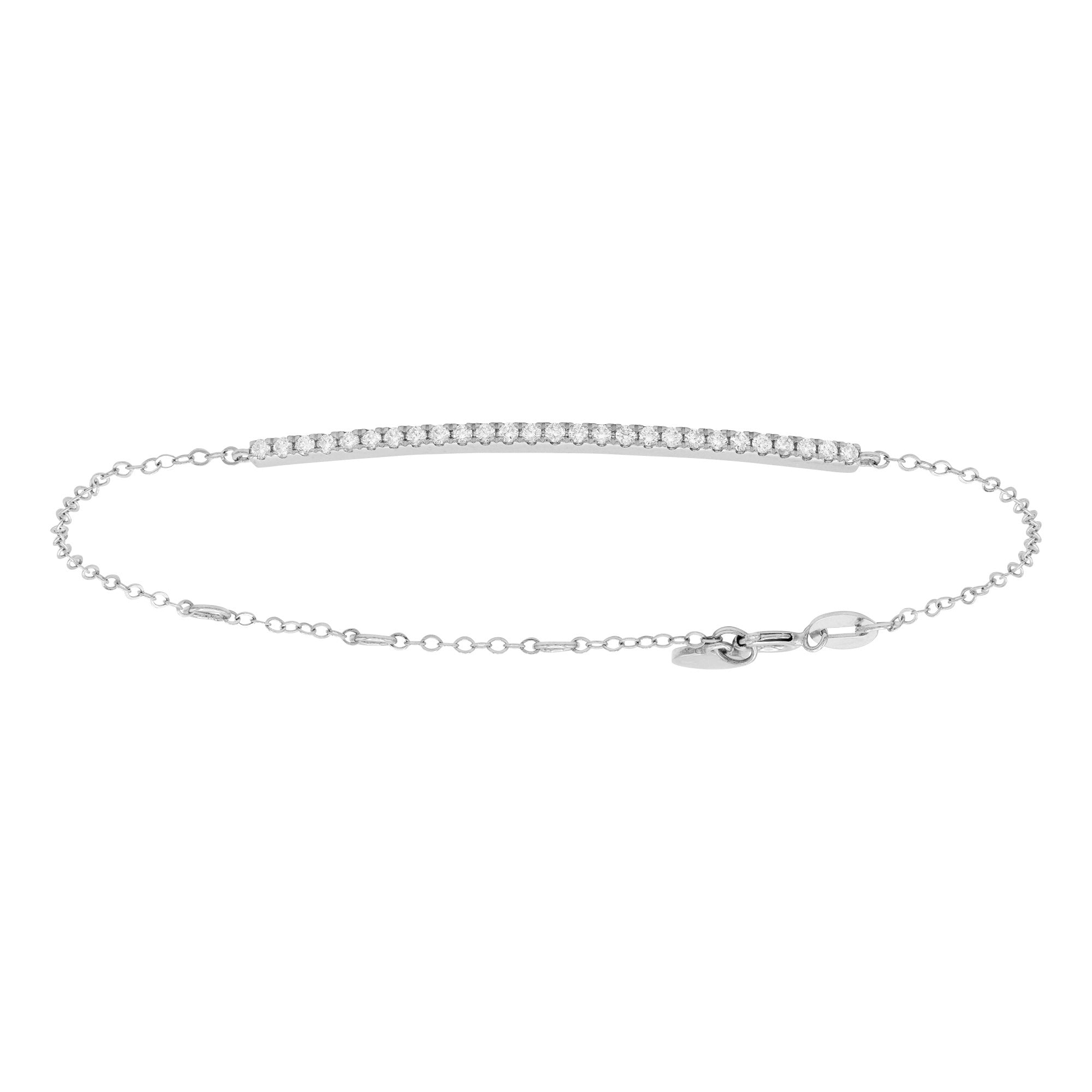 14K White Gold Diamond Bar Bracelet - Large, 0.27ct