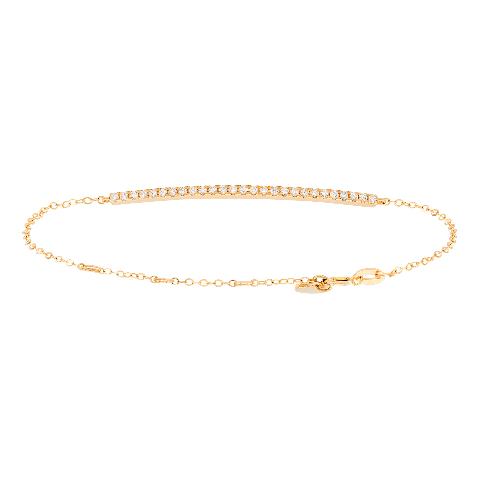 14K Rose Gold Diamond Bar Bracelet - Large